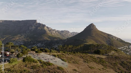 Signal Hill at Sunset with Table Mountain in Cape Town, South Africa