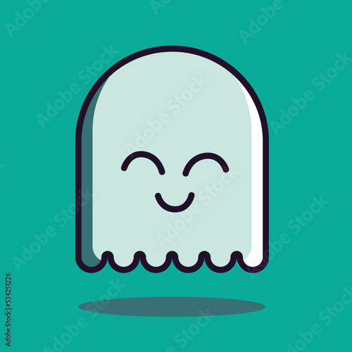 Cute smile ghost chartoon vector , happy Halloween photo