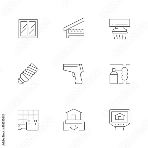 Set line icons of energy audit
