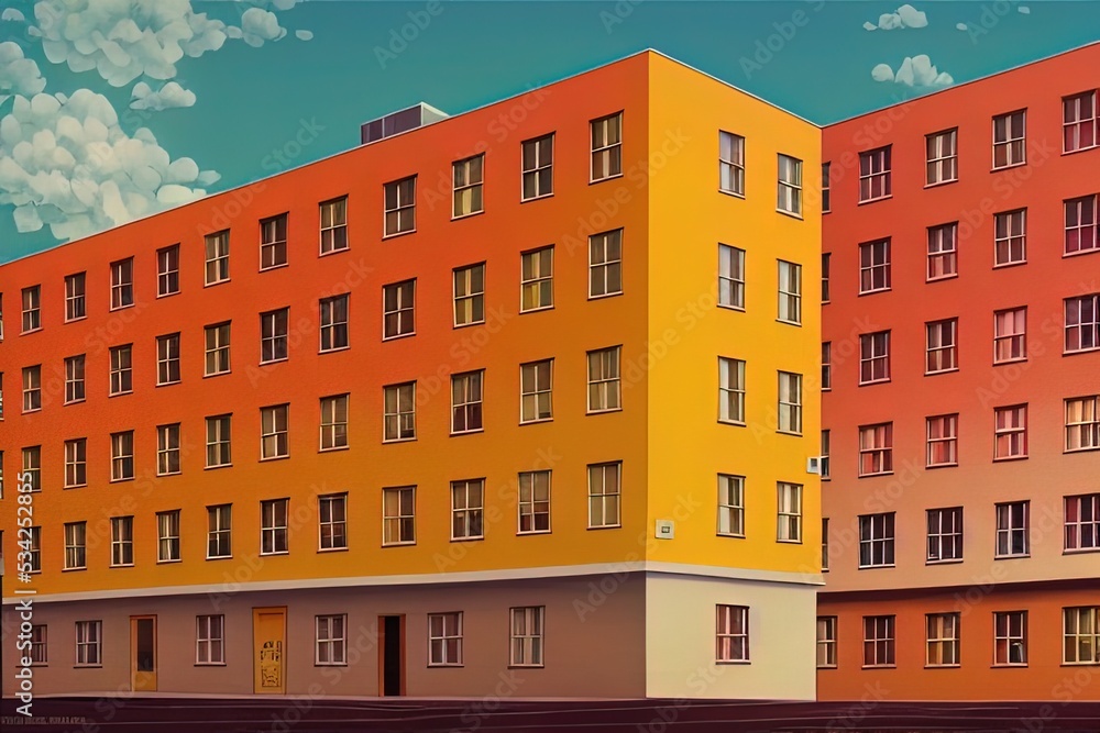 Red and yellow building illustration Red and yellow building illustration