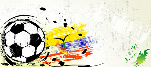soccer or football illustration for the great soccer event with paint strokes and splashes,  ecuador national colors