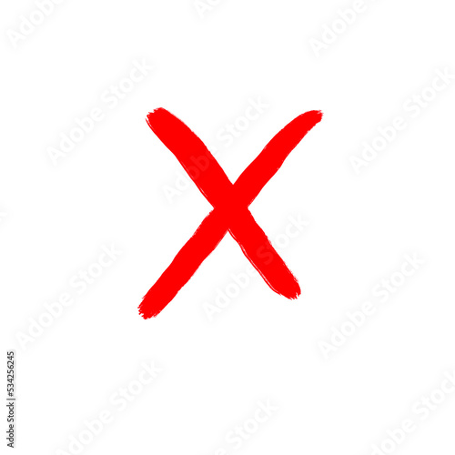 Cross sign element. Red grunge X icon design