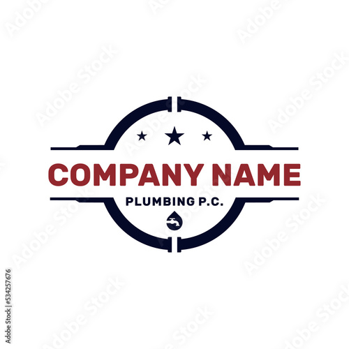 Plumbing Pipeline logo template, with modern or vintage style, vector