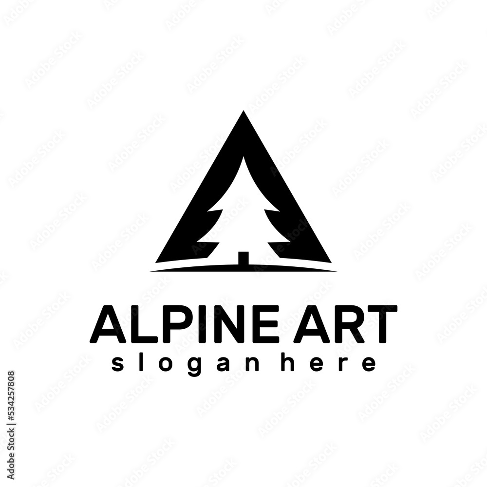 Letter A With alpine wood, mountain logo design template Letter A With alpine wood, mountain logo design template