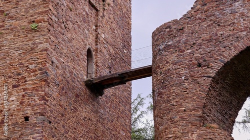 Narrow footbridge at the castle at Velhartice, Czech republic photo