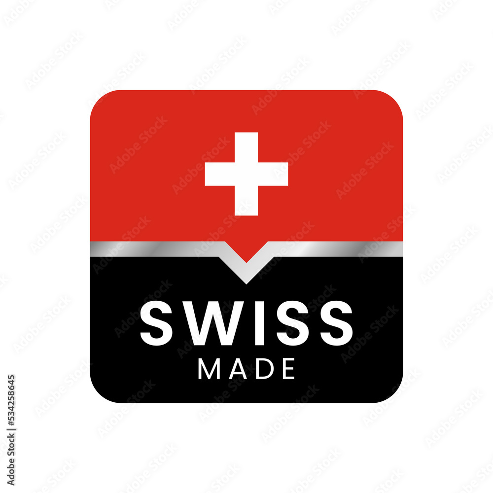 Made in Swiss label. for logo design, seal, tag, badge, sticker, emblem, symbol, pin, product package, etc. minimalist vector icon Made in Swiss label. for logo design, seal, tag, badge, sticker, emblem, symbol, pin, product package, etc. minimalist vector icon