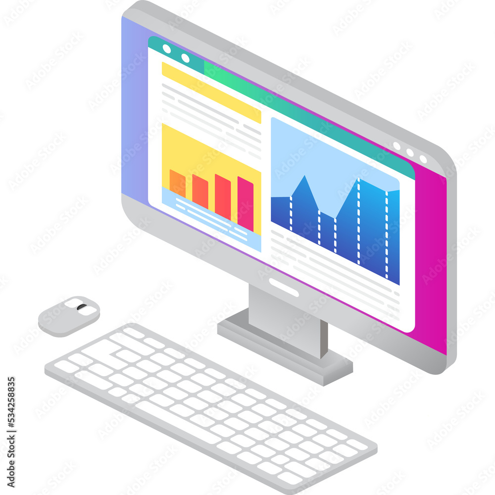Online site statistics vector 3d computer icon Online site statistics vector 3d computer icon