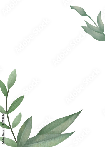 Greenery watercolor floral background for wedding invitation card or engagement invitation