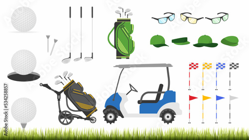 Golf Icons and Elements Vector Illustration Isolated on White Background