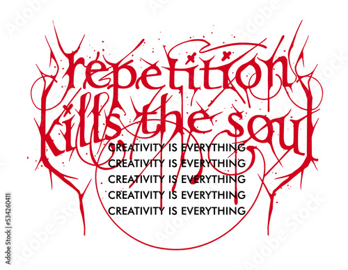 metal music style typographic slogan print design