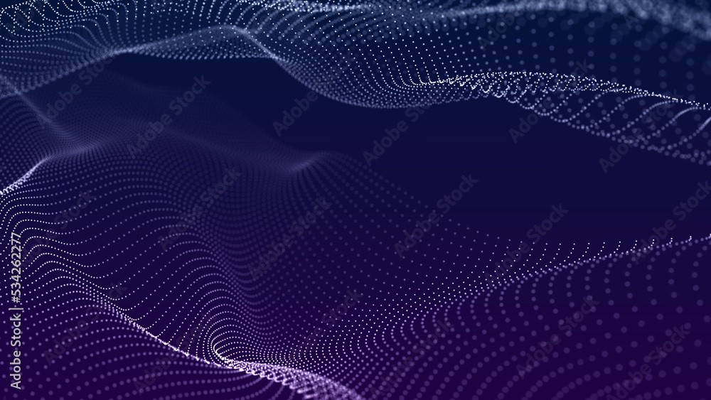 Abstract background with dynamic wave. Big data visualization. Technology background. 3D rendering. Abstract background with dynamic wave. Big data visualization. Technology background. 3D rendering.