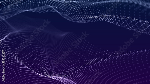 Abstract background with dynamic wave. Big data visualization. Technology background. 3D rendering.