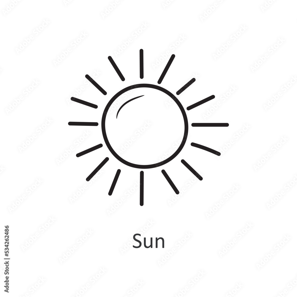 Sun Vector outline Icon Design illustration. Space Symbol on White background EPS 10 File