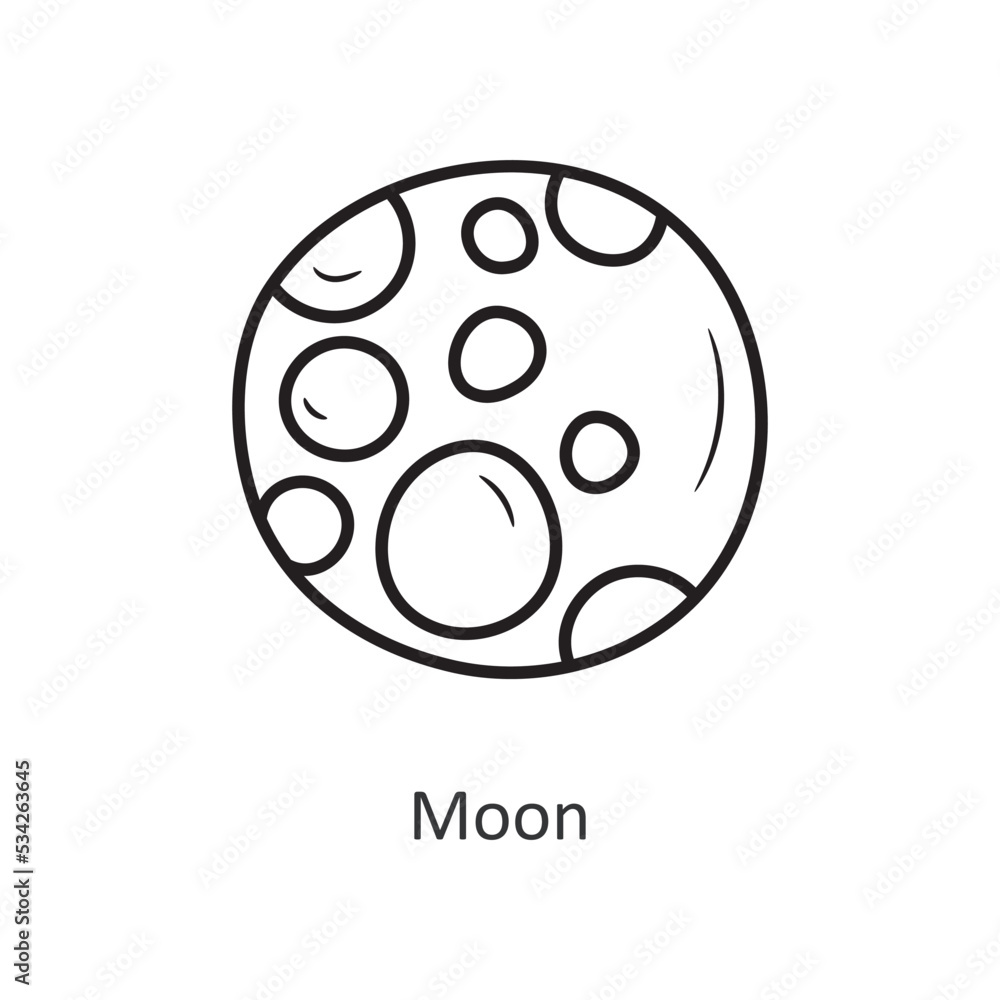 Moon Vector outline Icon Design illustration. Space Symbol on White background EPS 10 File