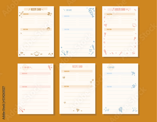 Recipe card for banner design. Food retro background. 