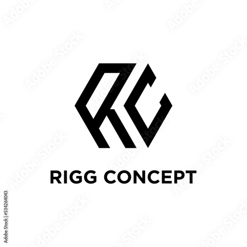 RC letter geometric logo design template