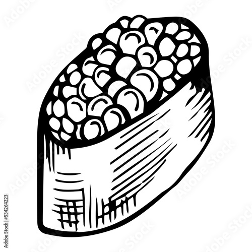 Gunkan maki with salmon caviar (Ikura)