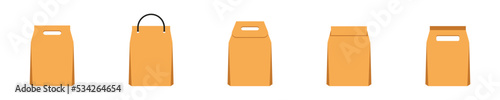 Conjunto de iconos de bolsa de compras de papel. Ilustración vectorial