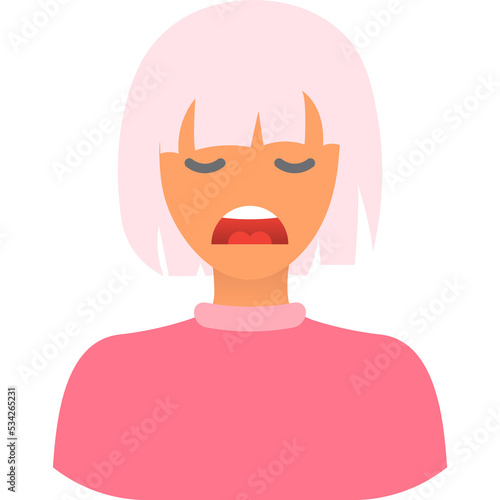 Sad woman crying icon flat vector isolated