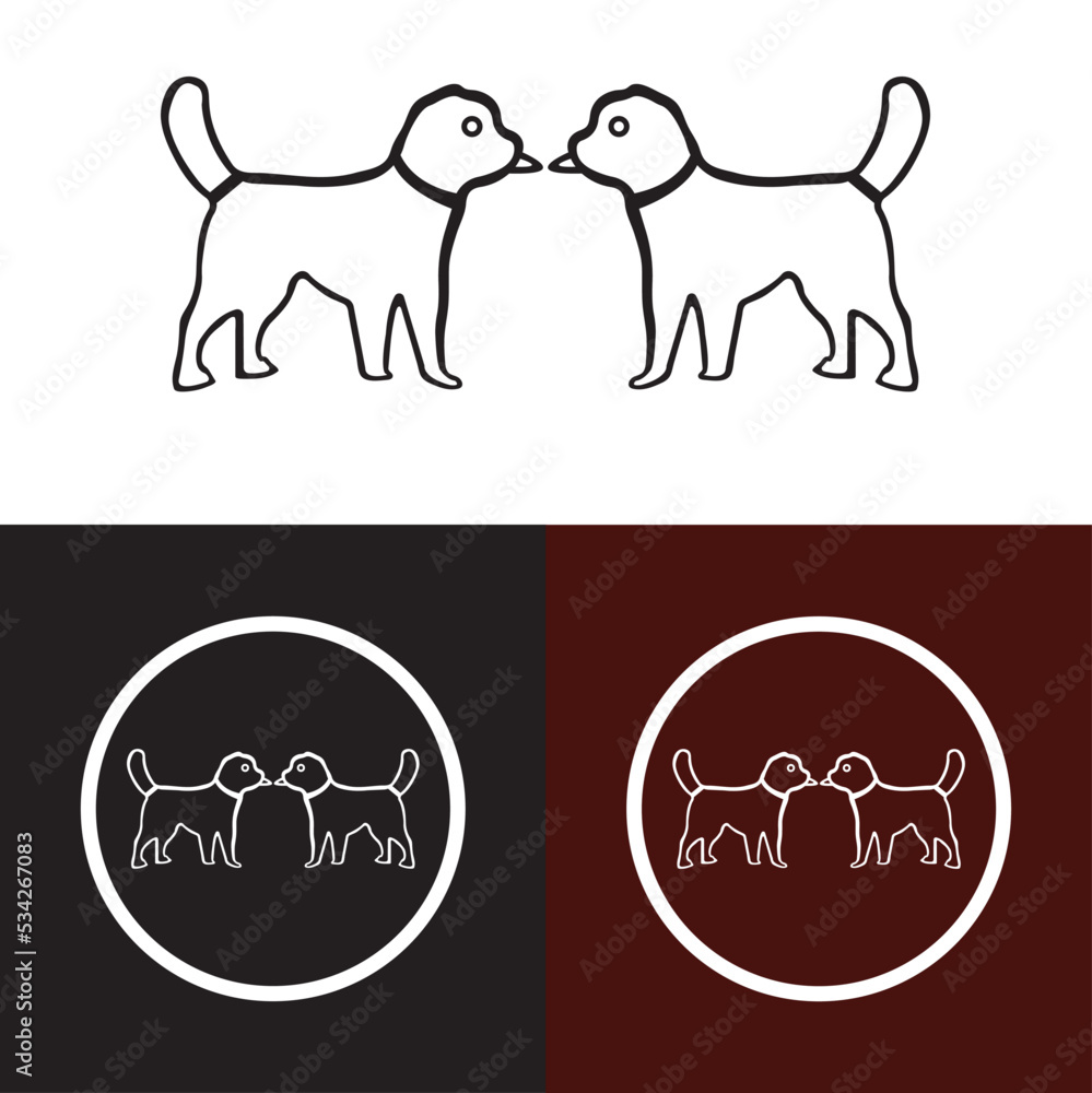 Two circle dog vector animal logo 