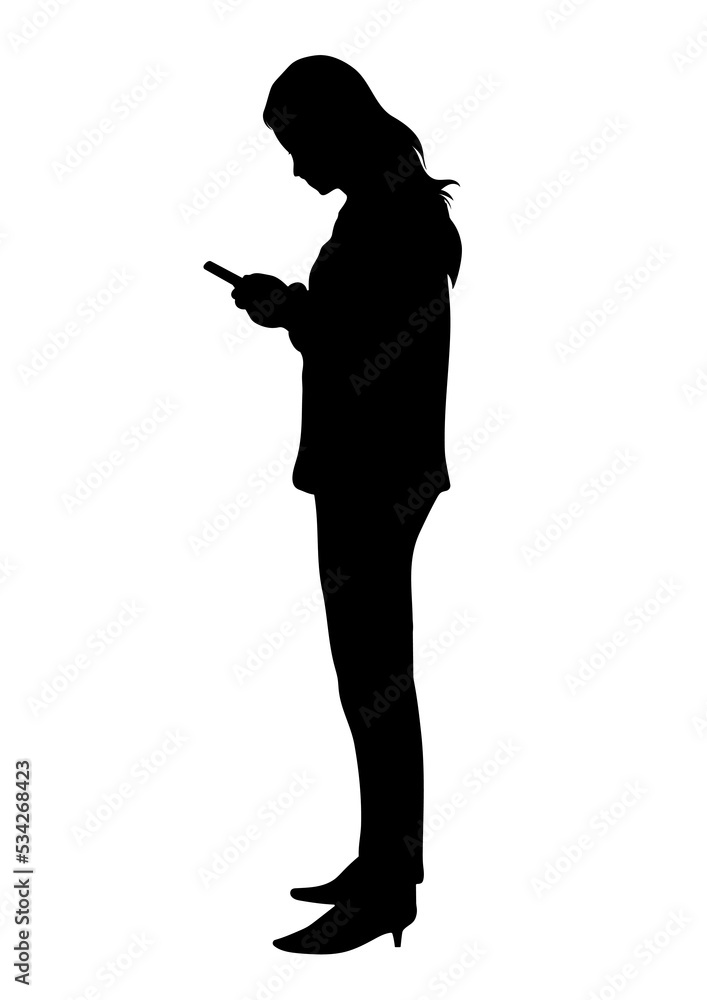 graphics silhouette Business woman hold smartphone for connection by technology vector illustration graphics silhouette Business woman hold smartphone for connection by technology vector illustration