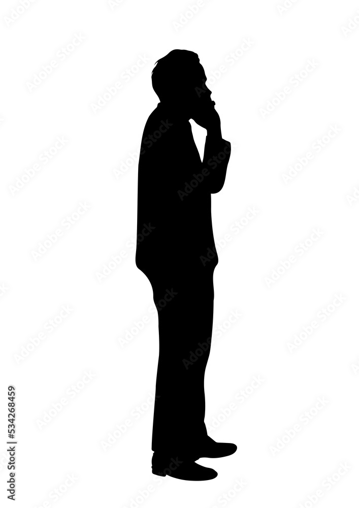 graphics silhouette Business man hold smartphone for connection by technology vector illustration