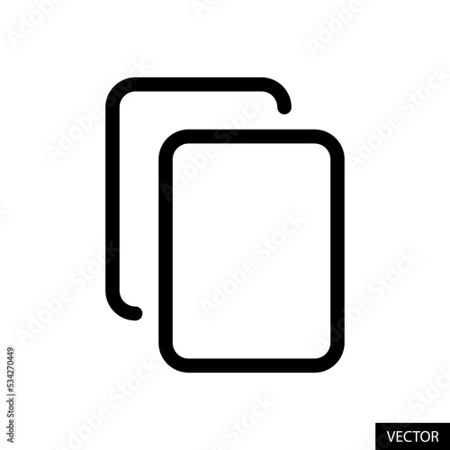 Copy or duplicate content icon in line style design for website design, app, UI, isolated on white background. Editable stroke. Vector illustration.