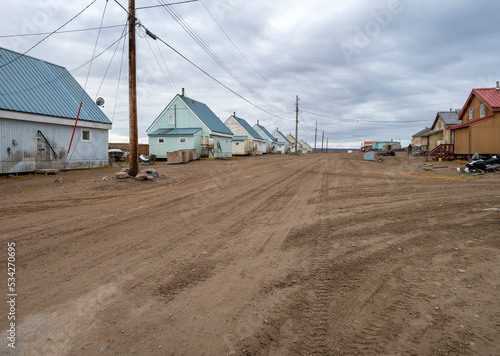 View of Housing in the Arctic community of Pond Inlet (Mittimatalik), Nunavut