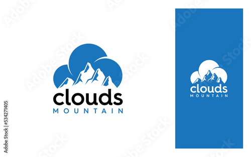 Mountain Cloud Modern logo design vector