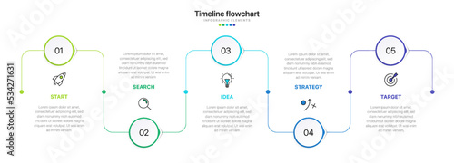 Timeline infographic design with 5 options or steps. Infographics for business concept. Can be used for presentations workflow layout, banner, process, diagram, flow chart, info graph, annual report.