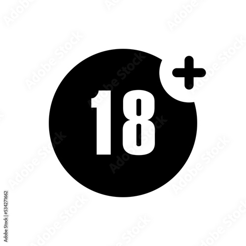 Icono de mayores de 18 años. Ilustración vectorial