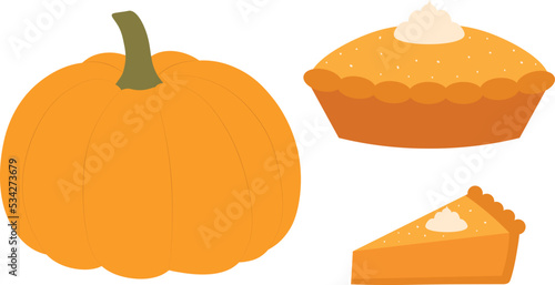 Set pumpkin pie vector illustration