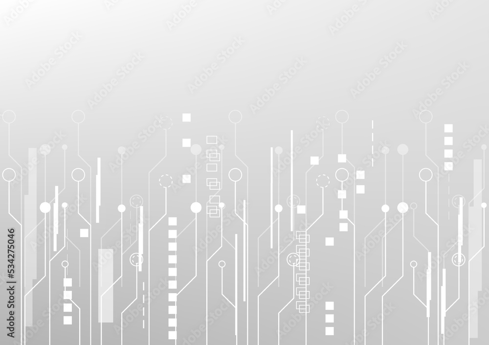 Fototapeta premium Abstract of black and white circuit electronic or electrical line connection engineering technology concept, vector background