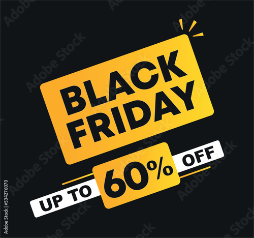 60% off. Vector illustration Black Friday sales. Campaign for stores, retail. Social media banner promo