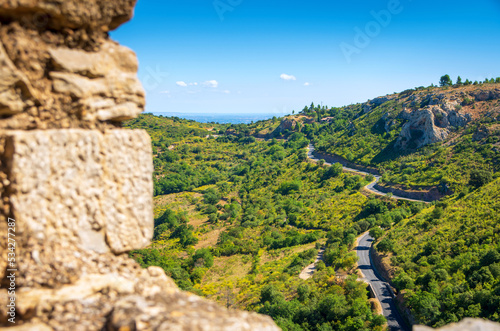 Castelnou,les Aspres,vu du château,Pyrénées orientales,Occitanie. photo