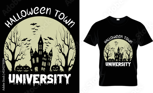 halloween town university t shirt design tamplete.