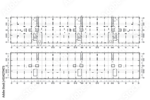 Technical storey multistory building vector blueprint	