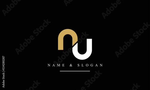 UN, NU, U, N abstract letters logo monogram