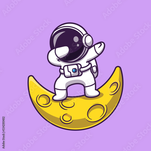 Astronauts Dabbing On The Moon Cartoon Vector Icon 
Illustration. Science Fiction Space Icon Concept Isolated 
Premium Vector. Flat Cartoon Style