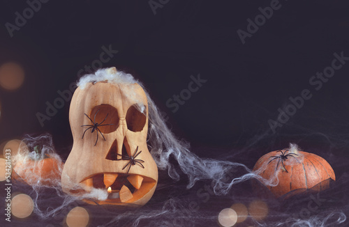 Halloween pumpkins with spi...