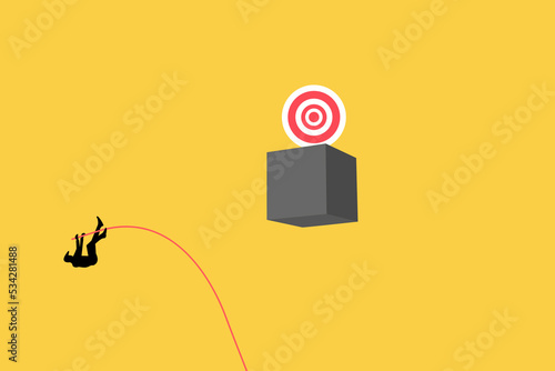 businessman jumping use pole vault to get target. Symbol of achievement, success, motivation and ambition
