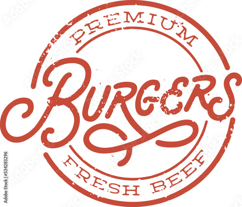 Premium Burgers Restaurant Menu Stamp