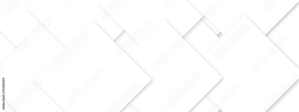 Abstract white geometric overlapping square pattern, design of technology background with shadow. Vector illustration. You can use for add, poster, design artwork, template, banner, wallpaper Abstract white geometric overlapping square pattern, design of technology background with shadow. Vector illustration. You can use for add, poster, design artwork, template, banner, wallpaper