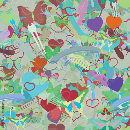 Background pattern abstract seamless design texture. Theme is about ornate, love, tropical, hairpin, claw