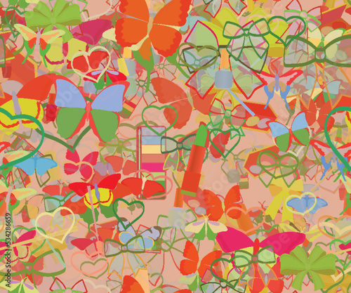 Background pattern abstract seamless design texture. Theme is about brush, ribbons, various, design, silhouette