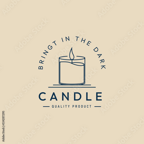 candle light line art logo, icon and symbol, vector illustration design photo