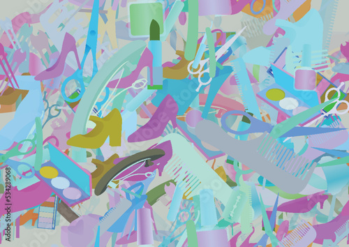 Background pattern abstract seamless design texture. Theme is about shaving, hairdressing, style, raker, everyday