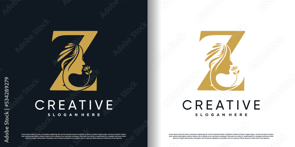  letter logo z with beauty concept Premium Vector - obrazy, fototapety, plakaty 