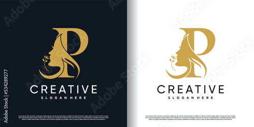  letter logo p with beauty concept Premium Vector