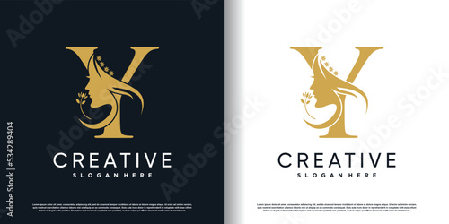  letter logo y with beauty concept Premium Vector
